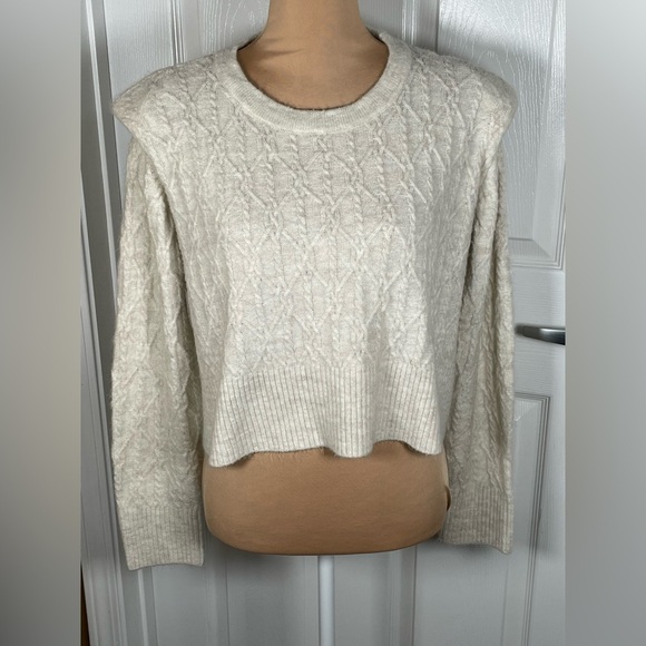 House of Harlow 1960 Cream / Off White Knit Cropped Knit Sweater Large - Picture 5 of 8